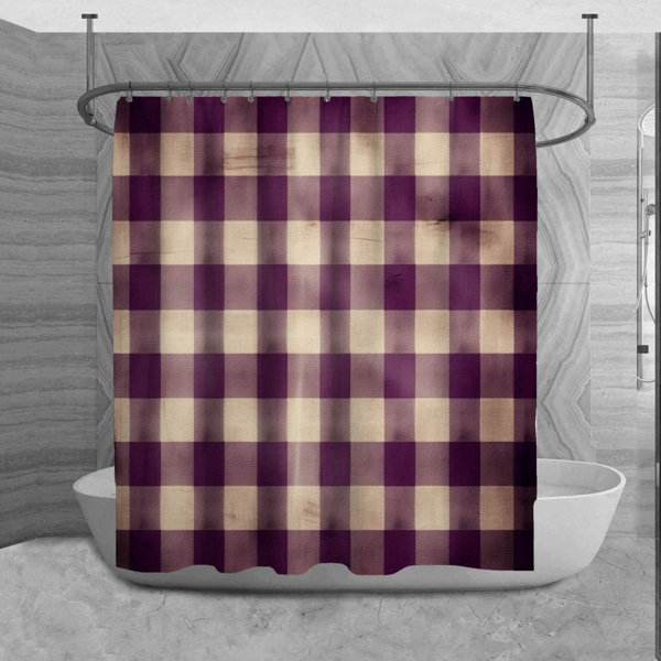 Bless international Gingham Shower Curtain Plaid Bathroom Decor Purple/Beige - Wayfair Canada